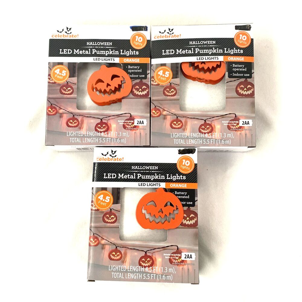 Halloween Metal Pumpkin Lights 3 Packs Home Decoration Indoor No Battery Include